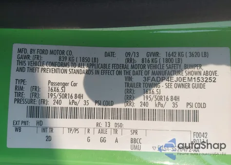 2014 Ford Fiesta Se z USA, uszkodzony, nr VIN 3FADP4EJ0EM153252